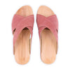 modell-mila-farbe: flamingo_clogs pantoletten damen mit biegsamer nachhaltiger weidenholzsohle, holzclogs woody, woody schuhe, woody shoes, handgemachte holzschuhe aus österreich, kärnten