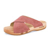 modell-mila-farbe: flamingo_clogs pantoletten damen mit biegsamer nachhaltiger weidenholzsohle, holzclogs woody, woody schuhe, woody shoes, handgemachte holzschuhe aus österreich, kärnten