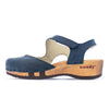 nicole, sandalen clogs damen mit biegsamer nachhaltiger holzsohle, der bestseller, holzclogs woody, woody schuhe, woody shoes, handgemachte holzschuhe aus österreich, kärnten, farbe: avion (dunkelblau)