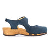 nicole, sandalen clogs damen mit biegsamer nachhaltiger holzsohle, der bestseller, holzclogs woody, woody schuhe, woody shoes, handgemachte holzschuhe aus österreich, kärnten, farbe: avion (dunkelblau)