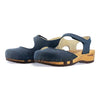 nicole, sandalen clogs damen mit biegsamer nachhaltiger holzsohle, der bestseller, holzclogs woody, woody schuhe, woody shoes, handgemachte holzschuhe aus österreich, kärnten, farbe: avion (dunkelblau)