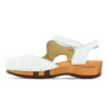 nicole, sandalen clogs damen mit biegsamer nachhaltiger holzsohle, der bestseller, farbe: weiss, holzclogs woody, woody schuhe, woody shoes, handgemachte holzschuhe aus österreich, kärnten