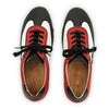 niki, sneakers clogs herren mit biegsamer nachhaltiger holzsohle, der bestseller, farbe: nero-rosso alias schwarz-rot, holzclogs woody, woody schuhe, woody shoes, handgemachte holzschuhe aus österreich, kärnten