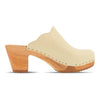 nina, clogs damen mit absatz und biegsamer nachhaltiger holzsohle, der bestseller, holzclogs woody, woody schuhe, woody shoes, handgemachte holzschuhe aus österreich, kärnten, farbe: creme