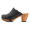 [Schwarz] Nina Damen Clog mit absatz und biegsamer nachhaltiger holzsohle, der bestseller, holzclogs woody, woody schuhe, woody shoes, handgemachte holzschuhe aus österreich, kärnten, farbe: schwarz, glattleder