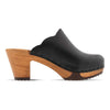 [Schwarz] Nina Damen Clog mit absatz und biegsamer nachhaltiger holzsohle, der bestseller, holzclogs woody, woody schuhe, woody shoes, handgemachte holzschuhe aus österreich, kärnten, farbe: schwarz, glattleder