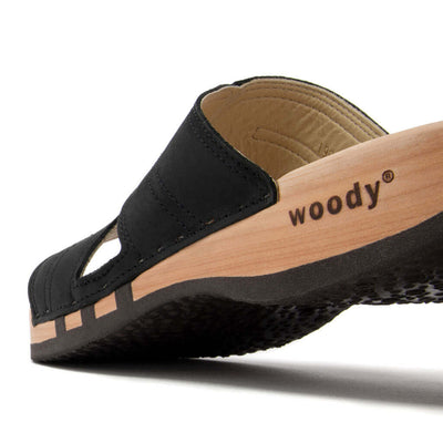 noah, pantoletten clogs herren mit biegsamer nachhaltiger holzsohle, der bestseller, holzclogs woody, woody schuhe, woody shoes, handgemachte holzschuhe aus österreich, kärnten, farbe: nero (schwarz)