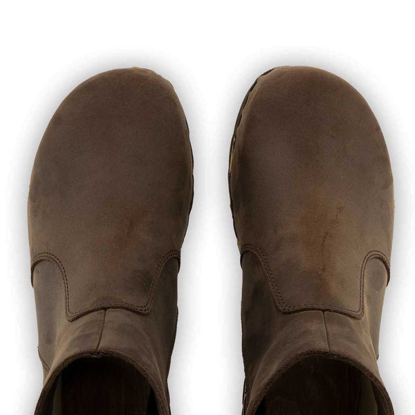 [Caffe] Olga Damen Clog Stiefelette mit biegsamer nachhaltiger holzsohle, farbe: caffe, holzclogs woody, woody schuhe, woody shoes, handgemachte holzschuhe aus österreich, kärnten