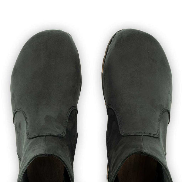 [Nero] Olga Damen Clog Stiefelette mit biegsamer nachhaltiger holzsohle, farbe: nero (schwarz), holzclogs woody, woody schuhe, woody shoes, handgemachte holzschuhe aus österreich, kärnten