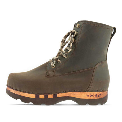 [Caffe] Pascal Herren Clog Stiefel mit biegsamer nachhaltiger holzsohle, farbe: caffe braun, holzclogs woody schuhe, woody shoes, handgemachte holzschuhe aus österreich kärnten