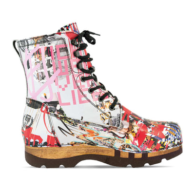 PASCAL-clog-boots-stiefel-herren-mit-biegsamer-nachhaltiger-holzsohle-holzclogs-woody-schuhe-woody shoes-handgemachte-holzschuhe-aus-österreich-kärnten, farbe: kaiser franz joseph (multicolor)