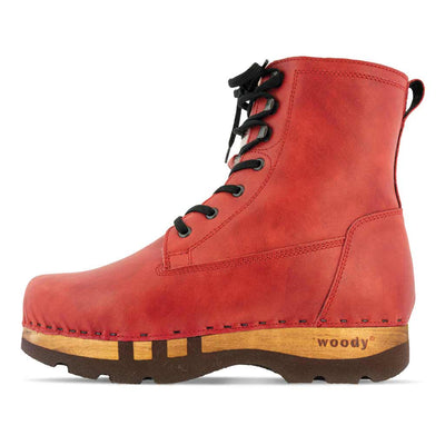 [Rosso] PASCAL-clog-boots-stiefel-herren-mit-biegsamer-nachhaltiger-holzsohle-holzclogs-woody-schuhe-woody shoes-handgemachte-holzschuhe-aus-österreich-kärnten, farbe: rosso (rot)