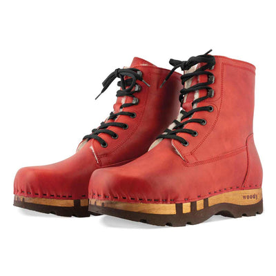 [Rosso] PASCAL-clog-boots-stiefel-herren-mit-biegsamer-nachhaltiger-holzsohle-holzclogs-woody-schuhe-woody shoes-handgemachte-holzschuhe-aus-österreich-kärnten, farbe: rosso (rot)