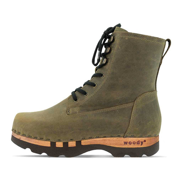 [Olivia] Paul Herren Clog Stiefel mit biegsamer Sohle aus nachhaltigem Weidenholz, Farbe: olivia (olivgrün)