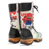 Ramona von woody Schuhe. Damen Stiefel mit hohem Schaft bestellen. Holzclog Stiefel. Holzstiefel. Stiefel für Damen handgemacht. Handgemachte Stiefel kaufen., farbe: showtime (multicolor-print)