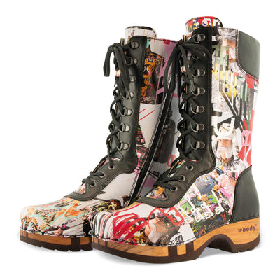 Ramona von woody Schuhe. Damen Stiefel mit hohem Schaft bestellen. Holzclog Stiefel. Holzstiefel. Stiefel für Damen handgemacht. Handgemachte Stiefel kaufen., farbe: nero (schwarz)Ramona von woody Schuhe. Damen Stiefel mit hohem Schaft bestellen. Holzclog Stiefel. Holzstiefel. Stiefel für Damen handgemacht. Handgemachte Stiefel kaufen., farbe: kaiser franz joseph design (multicolor)