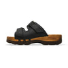 roman, pantoletten clogs herren mit biegsamer nachhaltiger holzsohle, farbe: schwarz, holzclogs woody, woody schuhe, woody shoes, handgemachte holzschuhe aus österreich, kärnten