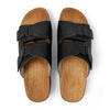 roman, pantoletten clogs herren mit biegsamer nachhaltiger holzsohle, farbe: schwarz, holzclogs woody, woody schuhe, woody shoes, handgemachte holzschuhe aus österreich, kärnten
