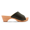 [Schwarz mit Schmuck] Romina Damen Clog Pantolette mit Zierschnalle – elegant, mit biegsamer Sohle – Farbe: Schwarz mit silberner Schnalle (strassbesetzt)