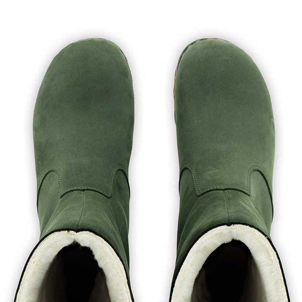 [Forest] Rose Damen Clog Fell Schlupfstiefel mit biegsamer nachhaltiger holzsohle, holzclogs woody, woody schuhe, woody shoes, handgemachte holzschuhe aus österreich, kärnten, farbe: forest (waldgruen)