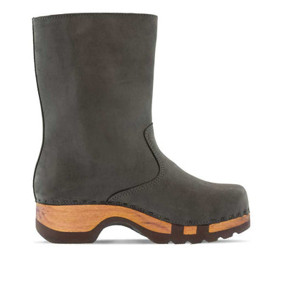 [Grigio] rose, clog schlupfstiefel damen mit biegsamer nachhaltiger holzsohle, holzclogs woody, woody schuhe, woody shoes, handgemachte holzschuhe aus österreich, kärnten, farbe: grigio (dunkelgrau)