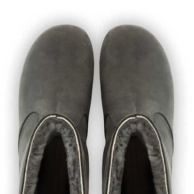 [Grigio] Rose Damen Clog Fell Schlupfstiefel mit biegsamer nachhaltiger holzsohle, holzclogs woody, woody schuhe, woody shoes, handgemachte holzschuhe aus österreich, kärnten, farbe: grigio (dunkelgrau)