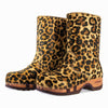 rose fell, clog fellstiefel damenen mit biegsamer nachhaltiger holzsohle, farbe: ghepardo (animalprint), holzclogs woody, woody schuhe, woody shoes, handgemachte holzschuhe aus österreich, kärnten