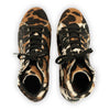 roxy, clog sneakers für damen mit hohem schaft und biegsamer nachhaltiger holzsohle, farbe: fell kombi (kuh-print-design), holzclogs woody, woody schuhe, woody shoes, handgemachte holzschuhe aus österreich, kärnten