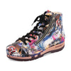 Roxy Clogs Damen Sneaker Argentino von woody Schuhe. Clogs Damen roxy, clog sneakers für damen mit hohem schaft und biegsamer nachhaltiger holzsohle, farbe: sex & rock'n'roll (multicolor-print), holzclogs woody, woody schuhe, woody shoes, handgemachte holzschuhe aus österreich, kärnten