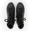 roxy, clog sneakers für damen mit hohem schaft und biegsamer nachhaltiger holzsohle, farbe: schwarz (glattleder), holzclogs woody, woody schuhe, woody shoes, handgemachte holzschuhe aus österreich, kärnten