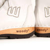 roxy, clog sneakers für damen mit hohem schaft und biegsamer nachhaltiger holzsohle, farbe: weiss (glattleder), holzclogs woody, woody schuhe, woody shoes, handgemachte holzschuhe aus österreich, kärnten