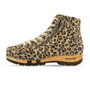 roxy, clog sneakers für damen mit hohem schaft und biegsamer nachhaltiger holzsohle, farbe: wildcat (leopard print), holzclogs woody, woody schuhe, woody shoes, handgemachte holzschuhe aus österreich, kärnten