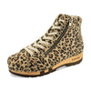 roxy, clog sneakers für damen mit hohem schaft und biegsamer nachhaltiger holzsohle, farbe: wildcat (leopard print), holzclogs woody, woody schuhe, woody shoes, handgemachte holzschuhe aus österreich, kärnten