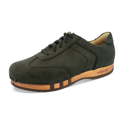 sam, sneakers clogs herren mit biegsamer nachhaltiger holzsohle, der bestseller, farbe: nero (schwarz), holzclogs woody, woody schuhe, woody shoes, handgemachte holzschuhe aus österreich, kärnten