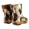 [Natur Fell] Sandra Damen Clog Stieflette mit biegsamer nachhaltiger holzsohle, farbe: fell natur (tricolore), holzclogs woody, woody schuhe, woody shoes, handgemachte holzschuhe aus österreich, kärnten