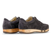 woody Mary Damen-Clog-Sneaker in Graphit, Detailansicht Leder und Holzsohle - handgefertigt in Oesterreich