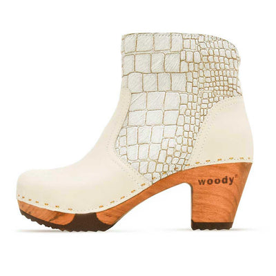 [Creme-Cocco Silver] clogs damen tanja woody holzschuhe. tanja ankle boots gefüttert, damenstiefel, stiefel, damenclogs mit flexibler, biegsamer holzsohle. holzclogs, clogs damen knöchel stiefel, damen clogs mit fussbett. ankleboots holz schuhe, holzclog, holzschuhe kaufen, farbe: creme - cocco silver