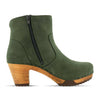 clogs damen tanja woody holzschuhe. tanya ankle boots gefüttert, damenstiefel, stiefel, damenclogs mit flexibler, biegsamer holzsohle. holzclogs, clogs damen knöchel stiefel, damen clogs mit fussbett. ankleboots holz schuhe, holzclog, farbe: forest (dunkelgruen)