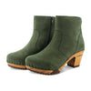 clogs damen tanja woody holzschuhe. tanya ankle boots gefüttert, damenstiefel, stiefel, damenclogs mit flexibler, biegsamer holzsohle. holzclogs, clogs damen knöchel stiefel, damen clogs mit fussbett. ankleboots holz schuhe, holzclog, farbe: forest (dunkelgruen)
