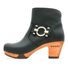 Stiefelette Damen Tara woody Schuhe. Damen Stiefelette mit Absatz. Clog mit Kalbslederfutter als Damenstiefel. Damenclogs, Damen Clogs - Clogs Damen. Holzschuhe für Damen, Damen Clogs, Holzclogs, Damen Pantoletten mit Holzsohle. Farbe: schwarz