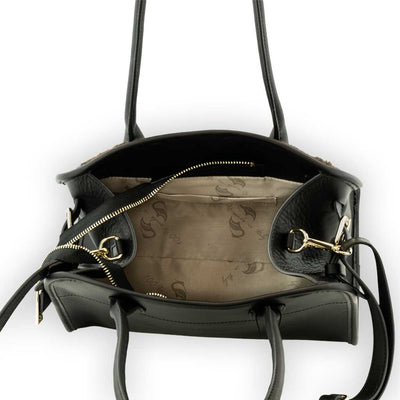 Frida, HandtascheFrida - Handtasche aus tricolore Rinderfell und schwarzem italienischen Leder, Marke: Charlotte