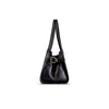 woody Frida Damen-Handtasche aus Natur-Fell in Schwarz, Seitenansicht mit Henkel