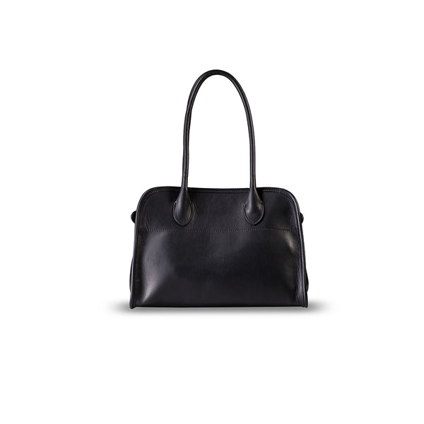 woody Frida Damen-Handtasche aus Natur-Fell in Schwarz von oben