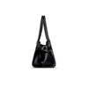woody Frida Damen-Handtasche aus Natur-Fell in Schwarz, Rueckansicht mit Lederhenkel