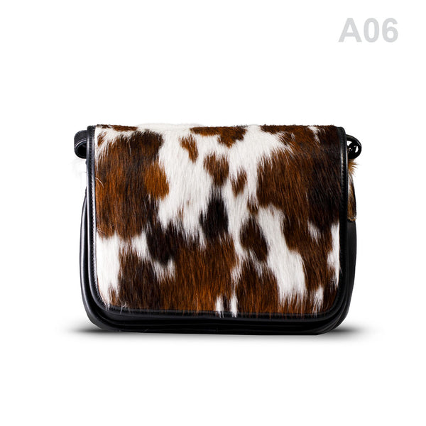 woody Klara Damen-Handtasche aus Natur-Fell in Schwarz, Innenansicht