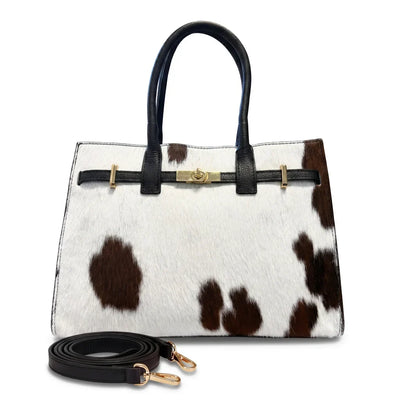 woody Greta - elegante Handtasche, Handtasche aus Kuhfell, handgemacht in Österreich