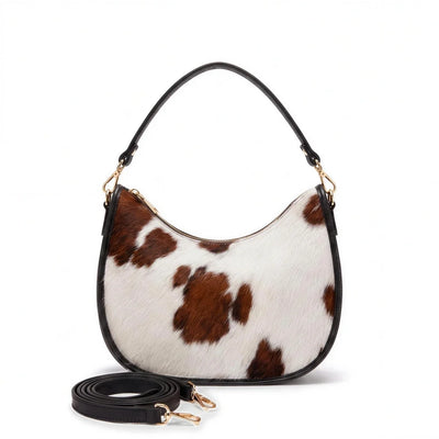 woody Luna - elegante Hobo-Tasche in Fell Natur-Schwarz, Ansicht 2, handgemacht in Österreich
