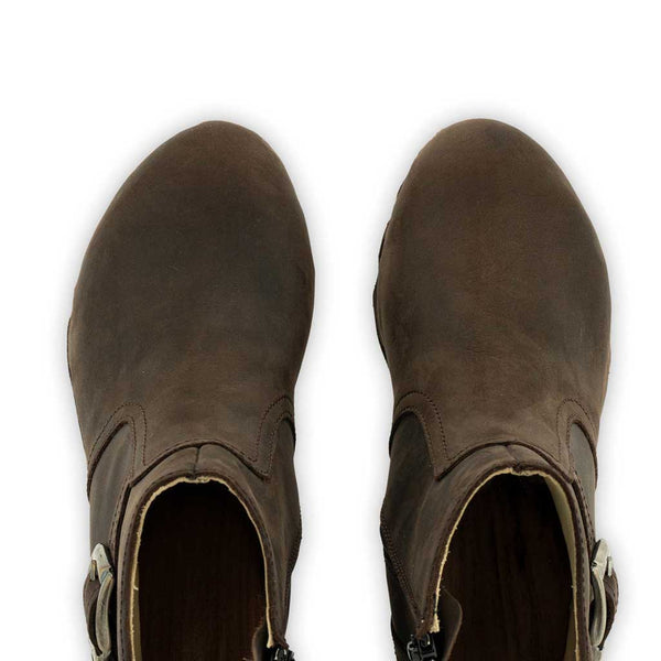 [Caffe] Tina Damen Clog Stiefelette woody Schuhe. Damen Stiefelette mit Absatz. Clog mit Kalbslederfutter als Damenstiefel. Damenclogs, Damen Clogs - Clogs Damen. Holzschuhe für Damen, Damen Clogs, Holzclogs, Damen Pantoletten mit Holzsohle. Farbe: Caffe (braun)