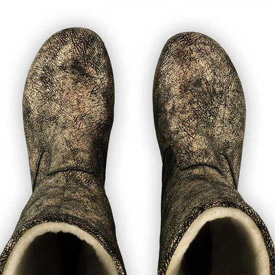 [Noirgold] Ulli Damen Clog Schlupfstiefel mit biegsamer nachhaltiger holzsohle, holzclogs woody schuhe, woody shoes, handgemachte holzschuhe aus österreich kärnten, farbe: Noirgold (gold mit schwarzen cracks)