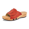 vanessa, pantoletten clogs damen mit biegsamer nachhaltiger holzsohle, der bestseller, farbe: rosso-rot, holzclogs woody, woody schuhe, woody shoes, handgemachte holzschuhe aus österreich, kärnten